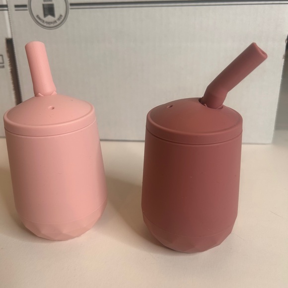 Seposeve 2 pack Silicone Straw Cups, pink, purple, 4oz - Picture 5 of 11